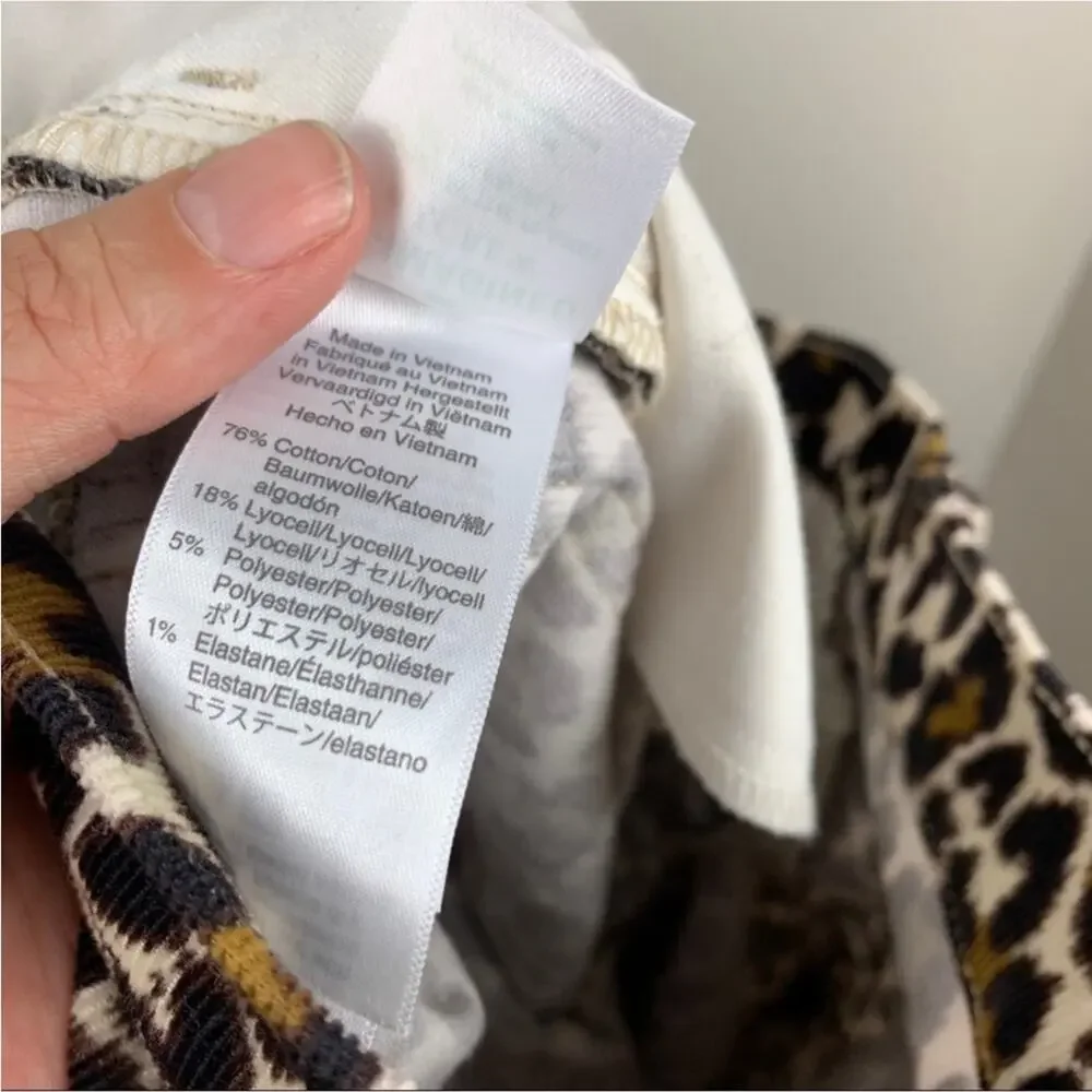 J.Crew 10” Toothpick Highest Rise Corduroy Pants Leopard Print Animal Print